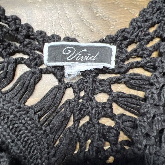 Vivid Importers Blouse Crochet Top Peasant Shirt Medium Whimsigoth Boho - Picture 3 of 6